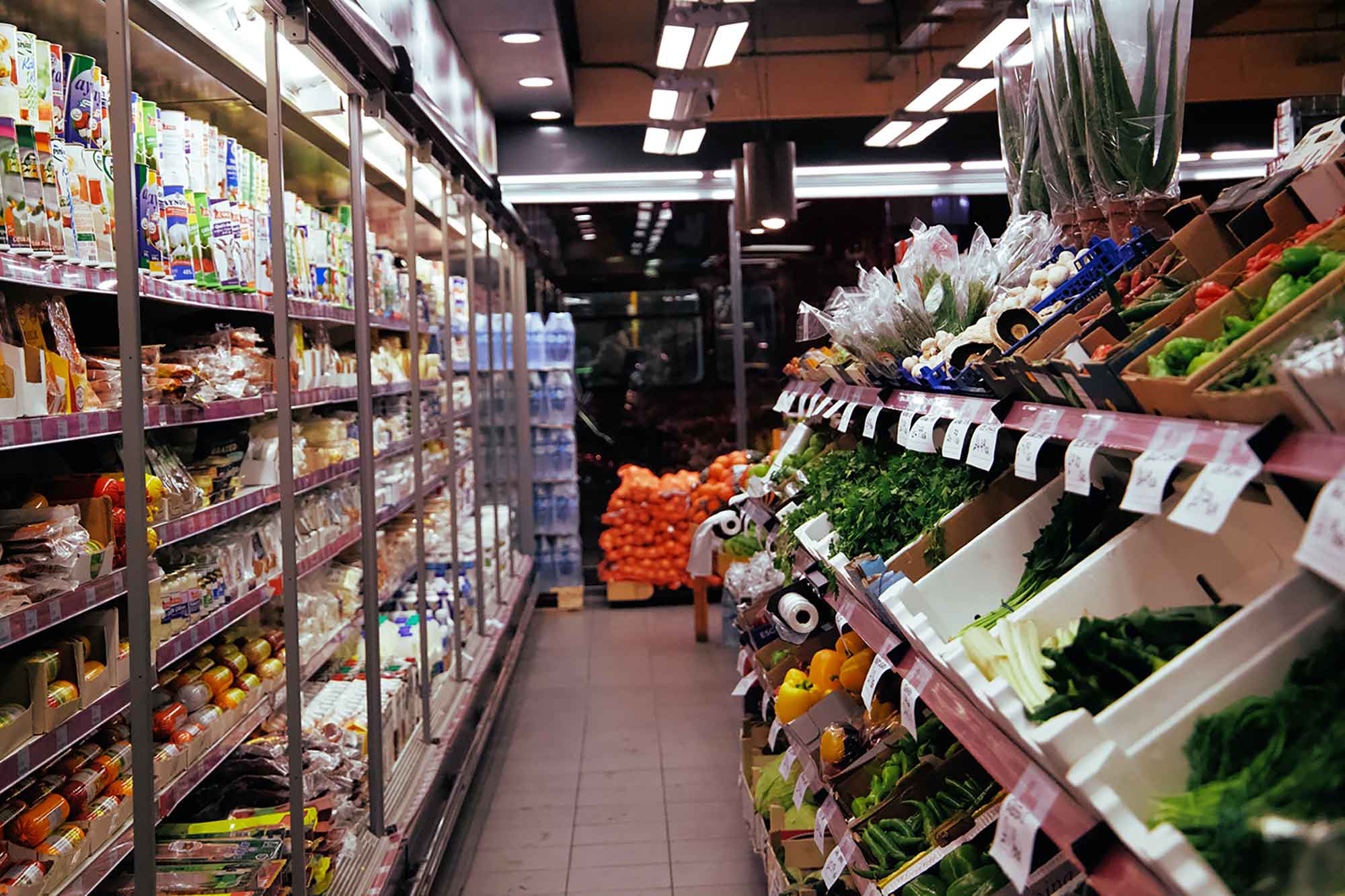 Supermarket fresh produce aisle