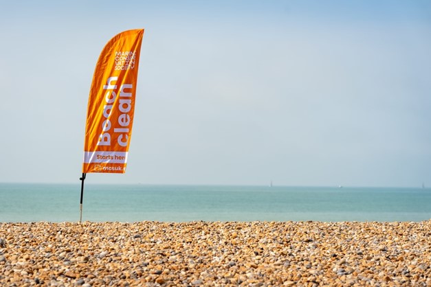 Marine Conservation Society Beach Clean banner on Brighton beach