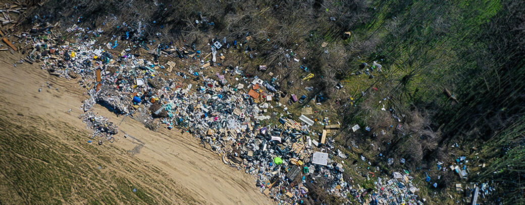 Aerial view of illegal waste crime.