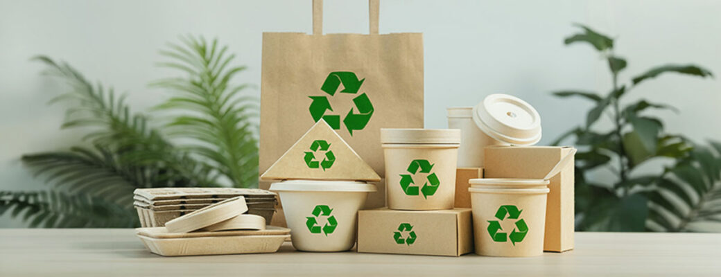 Recyclable paper packaging to illustrate greenwashing.